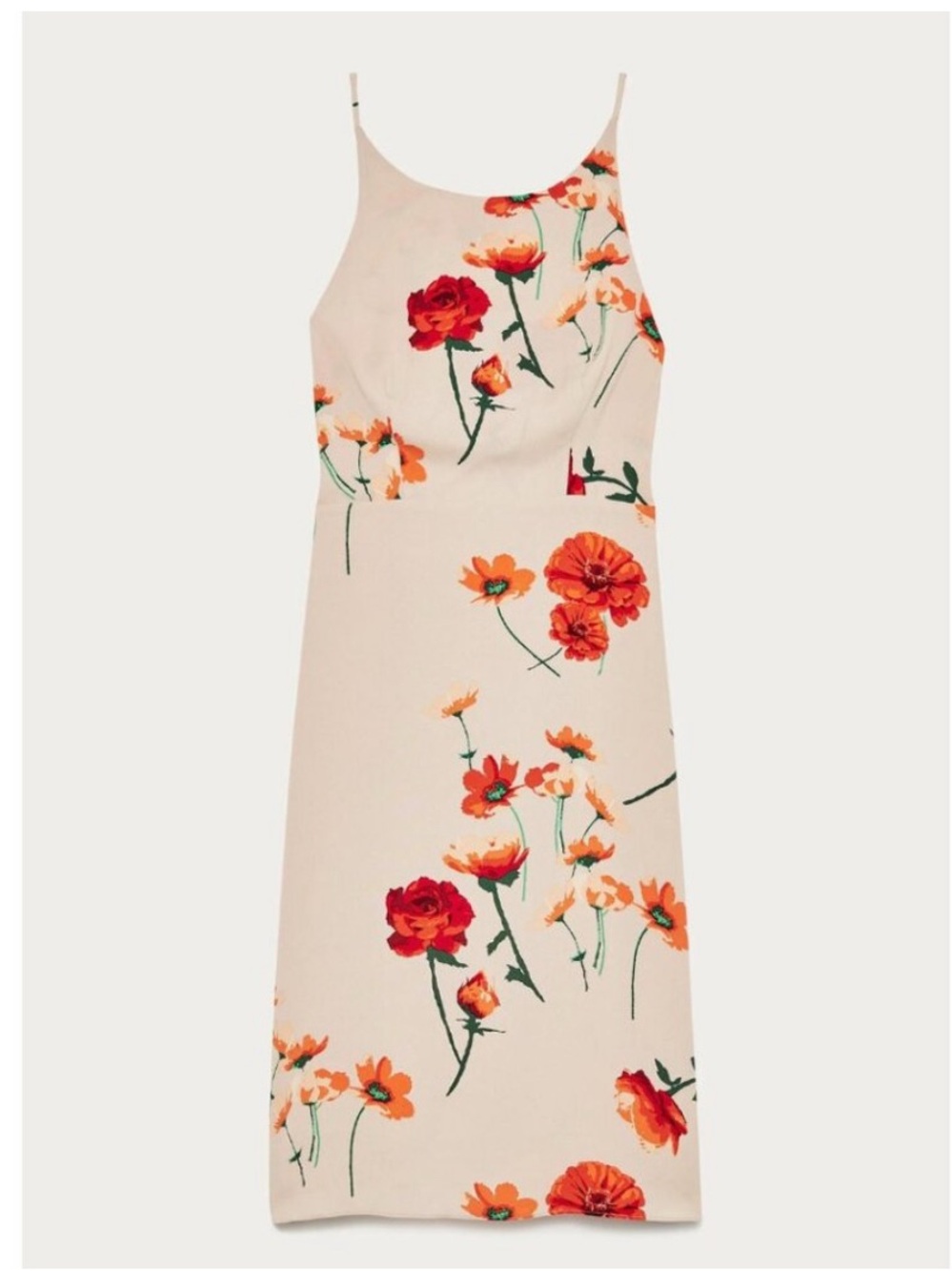 Aritzia Wilfred Cremeau Slip Dress Cream Slip Dress Red & Orange Floral Print